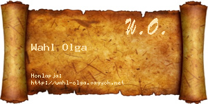 Wahl Olga névjegykártya
